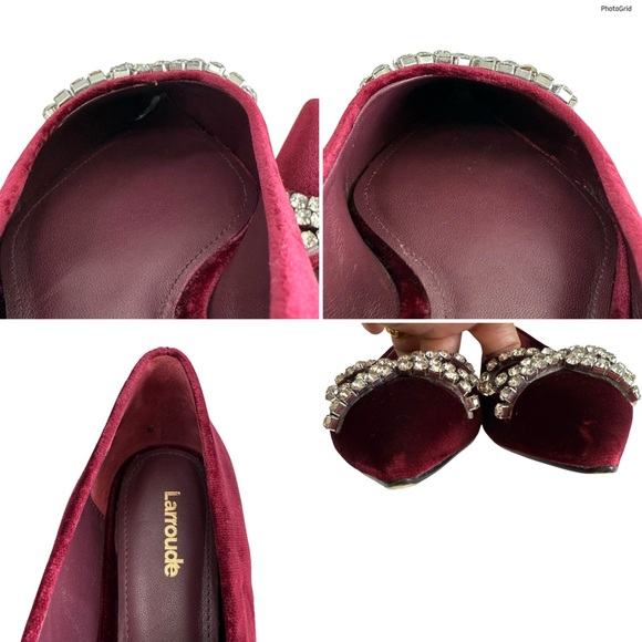 NWOT Larroude Lee Crystal-Embellished Bow Velvet Ballet Flats Size 6 - Picture 15 of 16